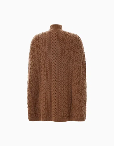 Dodiee Amy Cable-knit Cape Cardigan In Camel In Brown