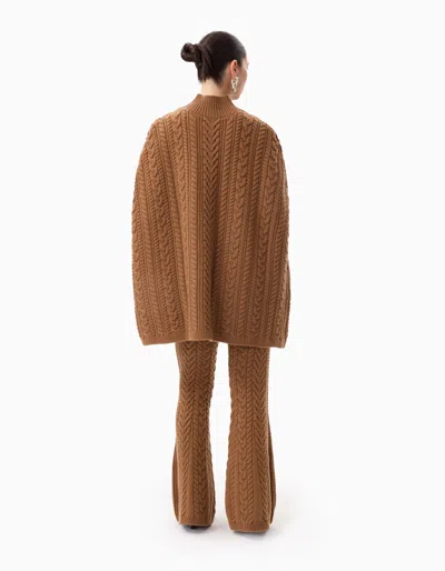 Dodiee Amy Cable-knit Cape Cardigan In Camel In Brown