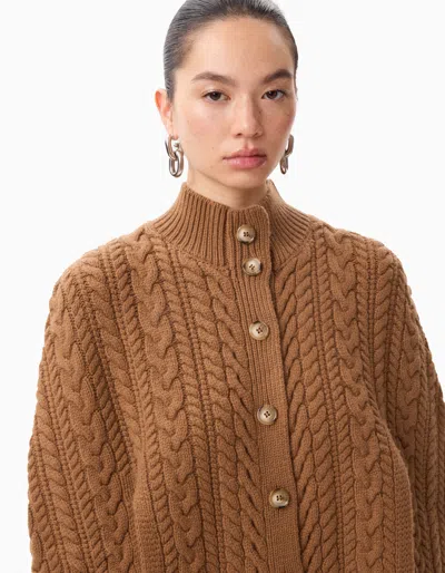 Dodiee Amy Cable-knit Cape Cardigan In Camel In Brown