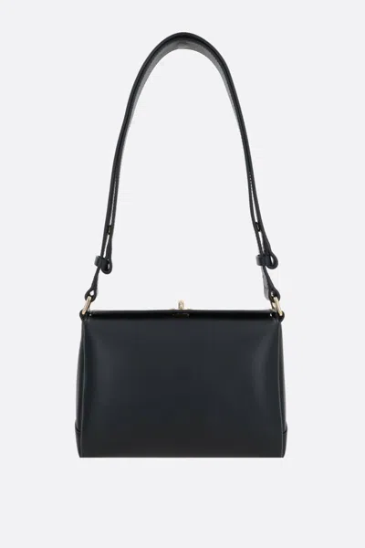 Plan C Smooth Grain Calfskin Shoulder Bag In Black