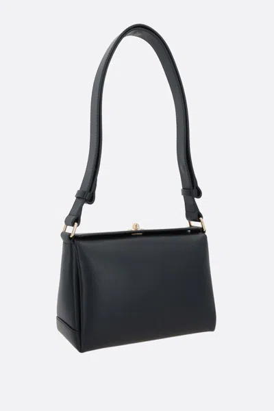 Plan C Smooth Grain Calfskin Shoulder Bag In Black