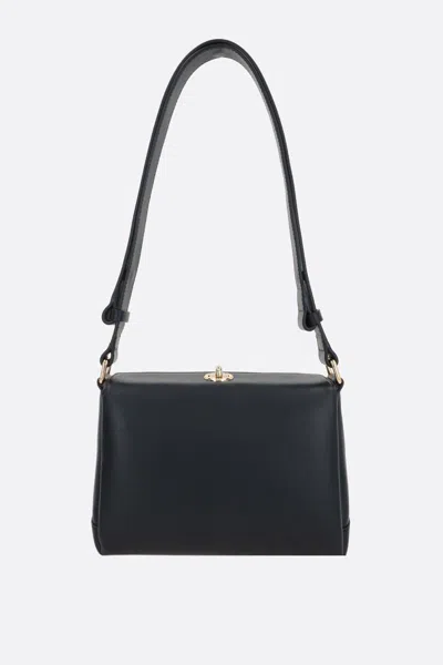 Plan C Smooth Grain Calfskin Shoulder Bag In Black