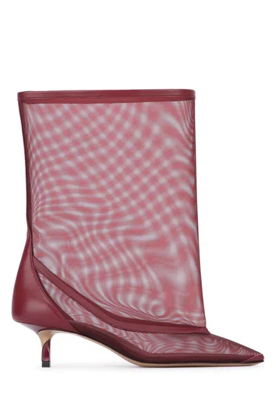 Jacquemus Mid-calf Stiletto Boots Mesh Overlay In Pink