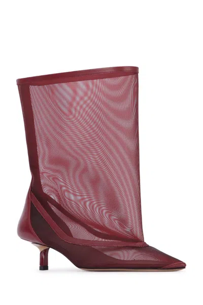 Jacquemus Mid-calf Stiletto Boots Mesh Overlay In Pink