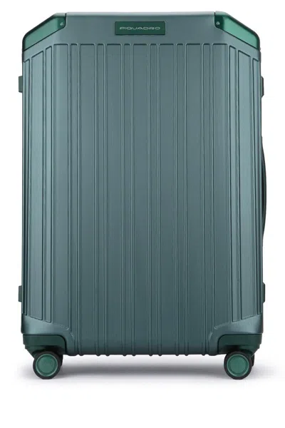 Piquadro Hard Shell Travel Trolley With Four Wheels In Green