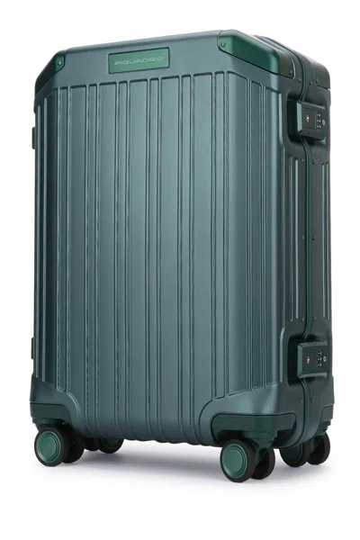Piquadro Hard Shell Travel Trolley With Four Wheels In Green
