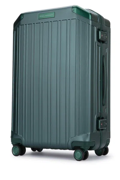 Piquadro Hard Shell Travel Trolley With Four Wheels In Green