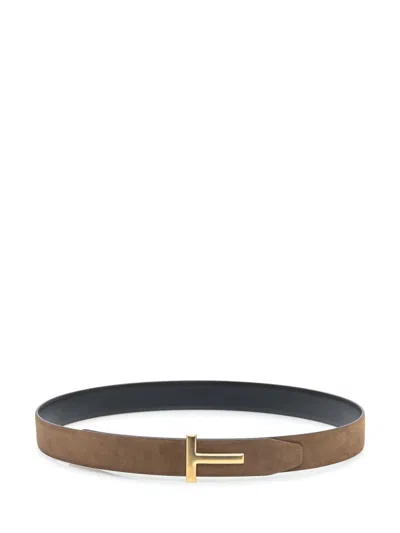 Tom Ford Logo Buckle Reversible Belt Belts Multicolor In Brown