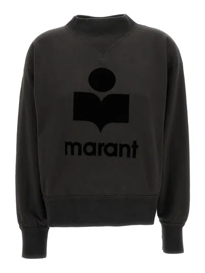 Isabel Marant Étoile Isabel Marant Etoile Women Black High Neck Sweatshirt With Contrasting Logo Print In Cotton Blend Wo In Black