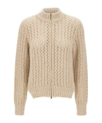 Eleventy Long-sleeved Knitted Cardigan In Neutral