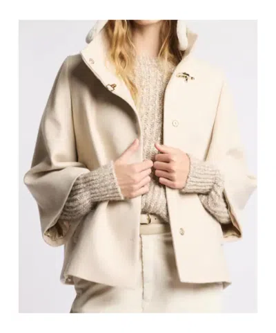 Fay High Collar Wool Cape In Neutral