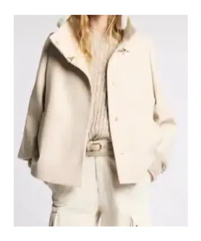 Fay High Collar Wool Cape In Neutral