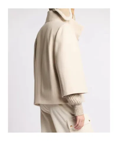 Fay High Collar Wool Cape In Neutral