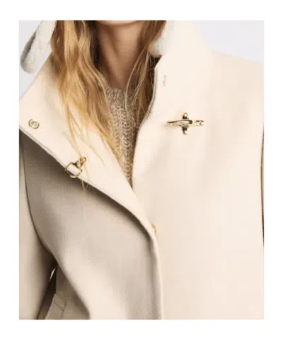 Fay High Collar Wool Cape In Neutral