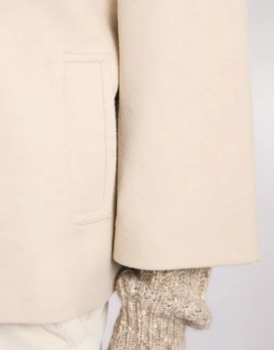 Fay High Collar Wool Cape In Neutral