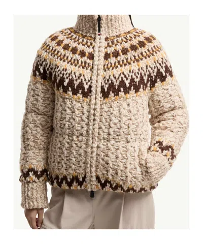 Moncler Girose Down-paneled Wool-blend Zip-up Cardigan In Multi
