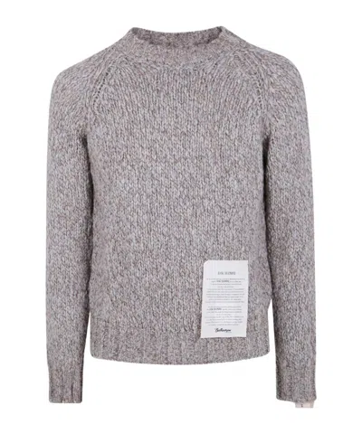 Ballantyne Raglan-sleeve Knitted Sweater In Gray