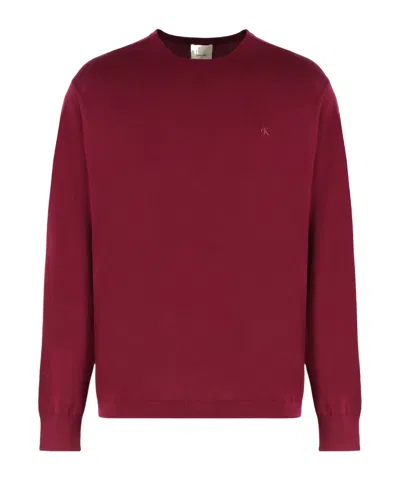 Calvin Klein Sweater With Round Neck In Wool In Red