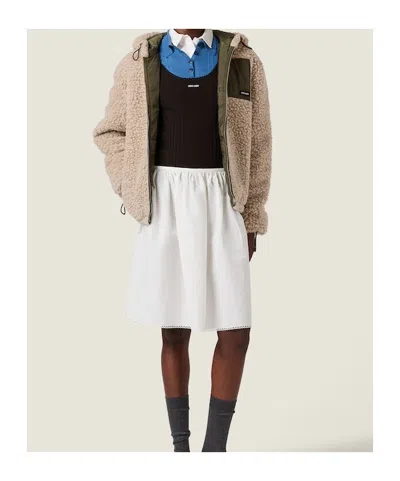 Miu Miu Medium-weight Teddy Down Jacket With Technical Pongé In Brown