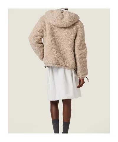 Miu Miu Medium-weight Teddy Down Jacket With Technical Pongé In Brown