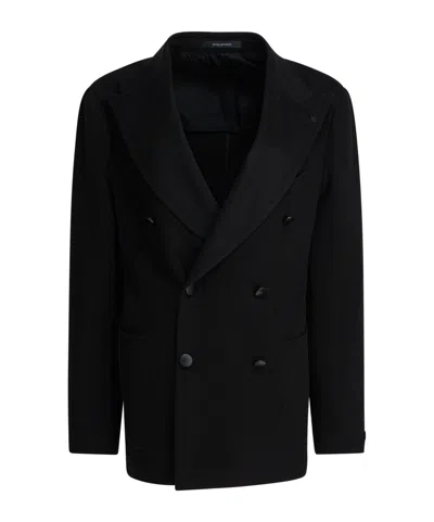 Tagliatore Wool Double-breasted Coat In Black