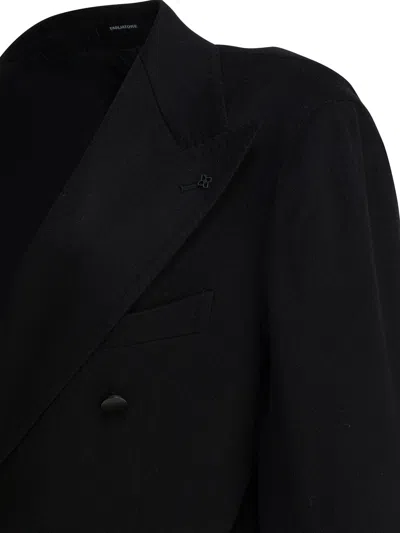 Tagliatore Wool Double-breasted Coat In Black