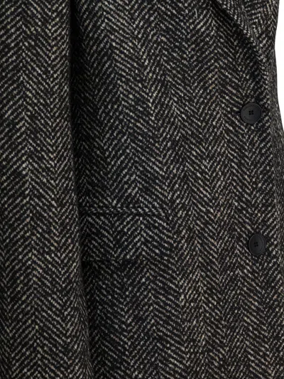 Tagliatore Single-breasted Herringbone Coat In Gray