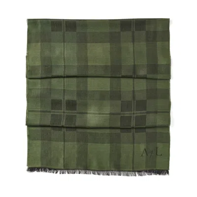Aspinal Of London Silk Tartan Stole In Green