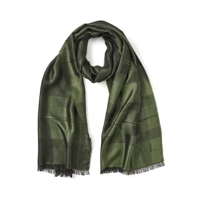 Aspinal Of London Silk Tartan Stole In Green