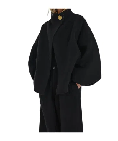Darkpark Oversized Cashmere Wool Jacket With Asymmetric Front In Black