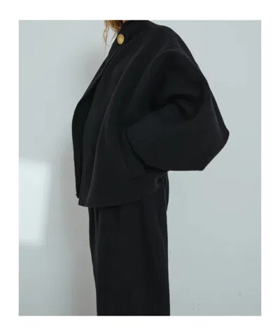 Darkpark Oversized Cashmere Wool Jacket With Asymmetric Front In Black