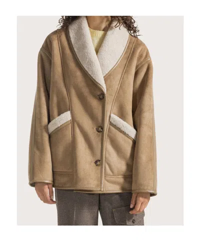 Seventy Faux-shearling-collar Jacket In Brown