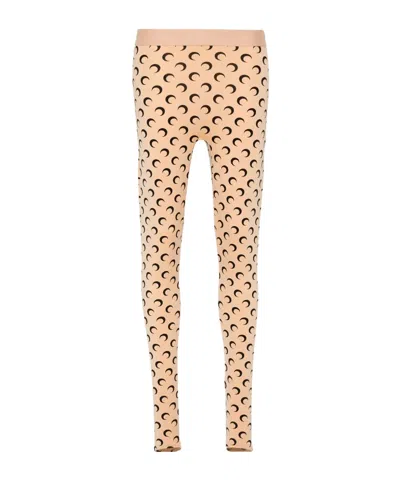Marine Serre High-waisted Leggings With Crescent Moon Pattern In Brown