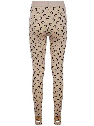 Marine Serre High-waisted Leggings With Crescent Moon Pattern In Brown