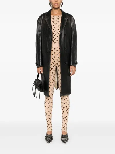 Marine Serre High-waisted Leggings With Crescent Moon Pattern In Brown