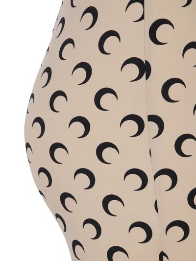 Marine Serre High-waisted Leggings With Crescent Moon Pattern In Brown