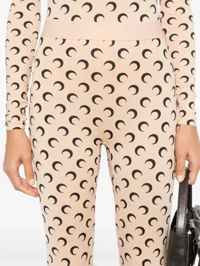 Marine Serre High-waisted Leggings With Crescent Moon Pattern In Brown