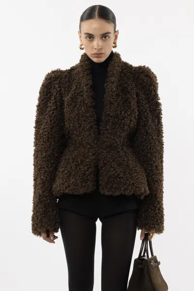 Arakii Teddy Blazer In Brown