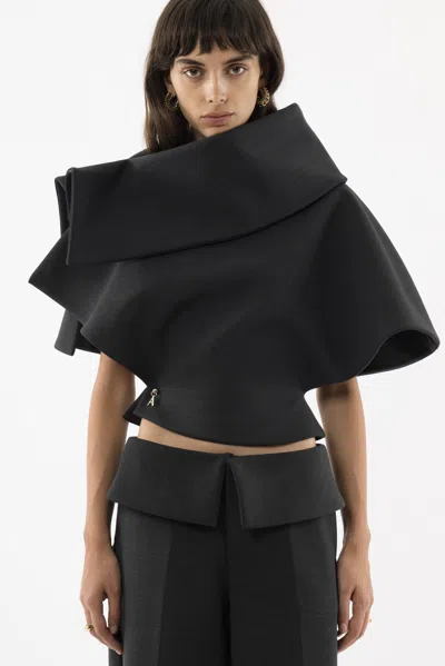 Arakii Structured Wool Top In Gray