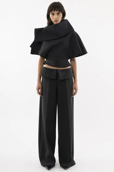 Arakii Structured Wool Top In Gray