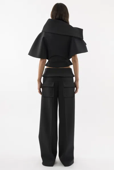 Arakii Structured Wool Top In Gray