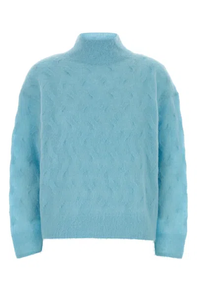 Calvin Klein Light Blue Nylon Blend Sweater In Blue