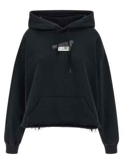 Mm6 Maison Margiela Casual Hoodie Featuring Tape Detail In Black