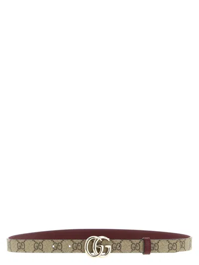 Gucci Beige Gg Marmont Reversible Belt In Multi
