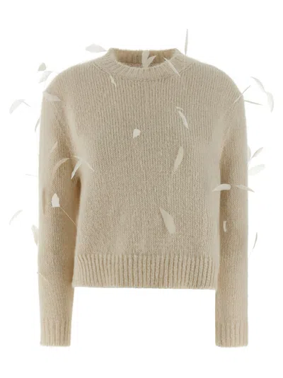 Jil Sander Feather Sweater In White
