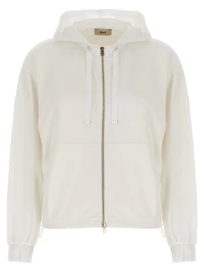 Herno Performance Hoodie With Adjustable Drawstring Hem In White