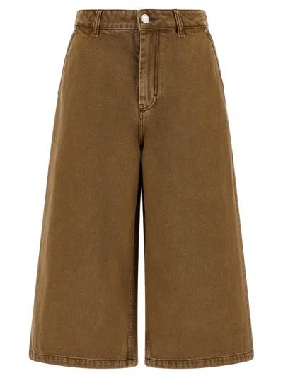 Ami Alexandre Mattiussi Ami Paris Denim Bermuda Shorts In Brown