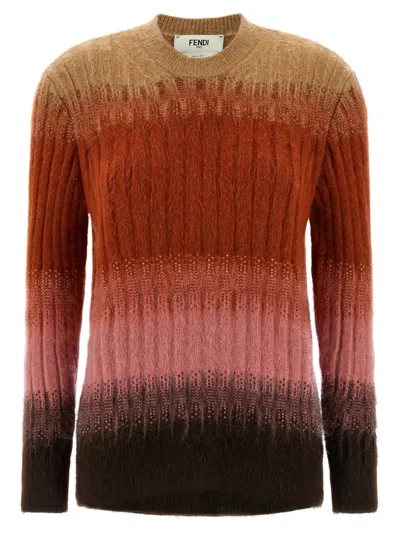 Fendi Gradient Mohair And Wool Fitted Jumper Clothing In Multi