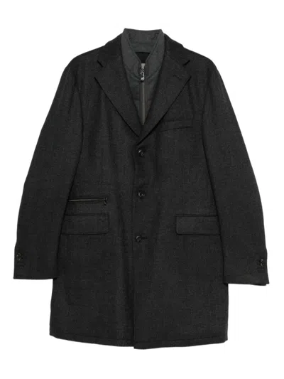 Corneliani Tailored Grey Coat With Structured Lapel In Black