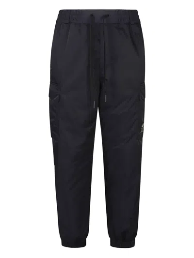 Moncler Cargo Pants In Gabardine Fabric In Blue